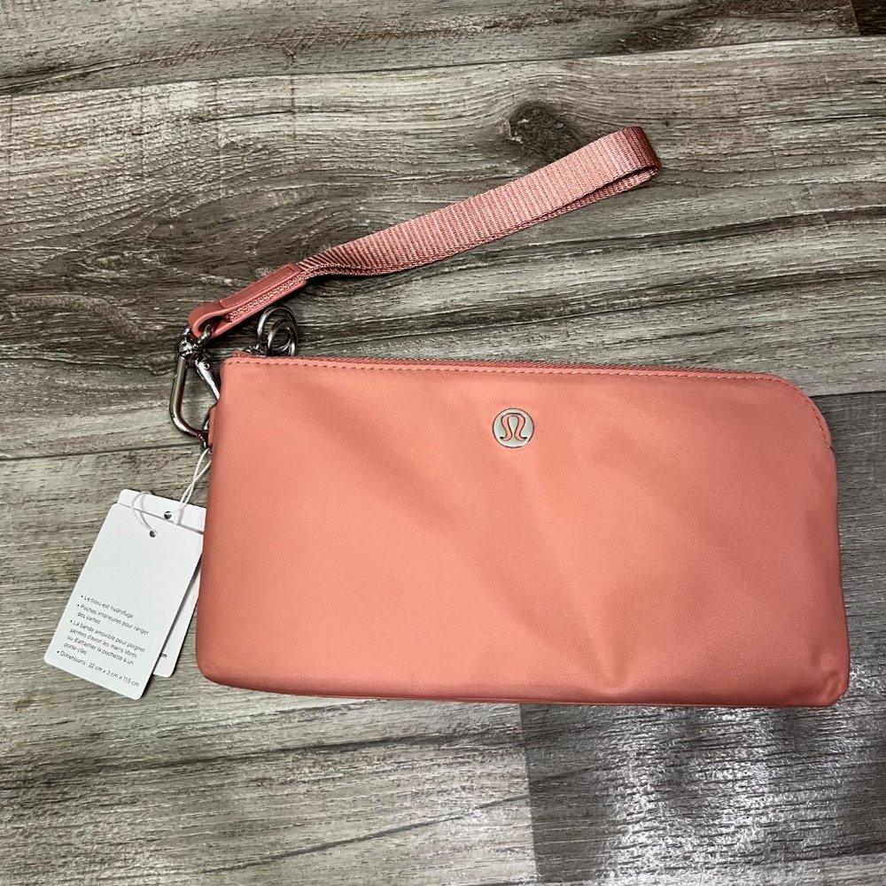 Lululemon Athletic Now And Always Pouch Pink Salmon Berry NWT 9” x 5”
